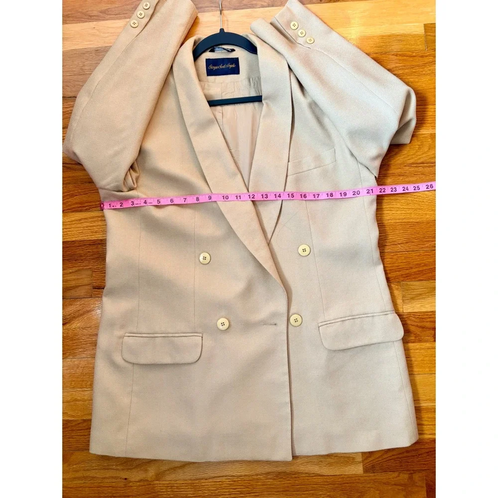 VTG 90s Giorgio Sant'Angelo Wmn 14 Camel 100% Wool Double Breasted‎ Power Blazer
